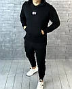 Трикотажний чорний чоловічий костюм з капюшоном офф вайт | білий логотип off white, фото 2