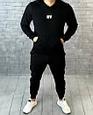 Трикотажний чорний чоловічий костюм з капюшоном офф вайт | білий логотип off white, фото 4