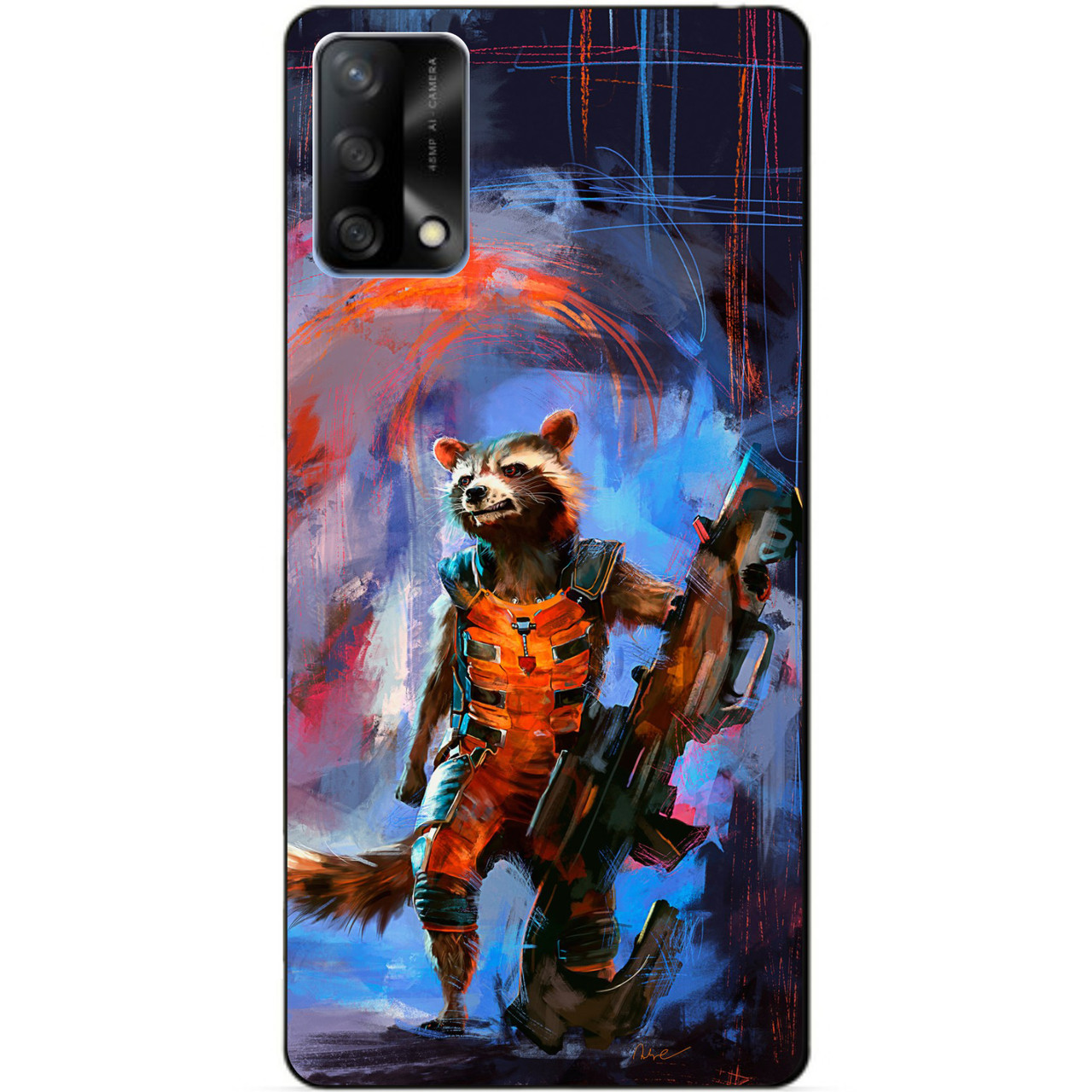 Силіконовий бампер чохол для Oppo A74 з малюнком Реактивний Єнот