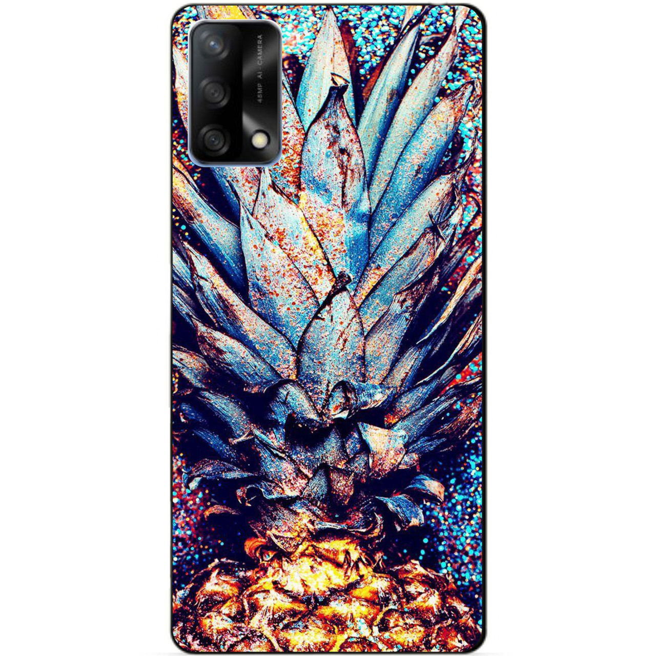 Силіконовий бампер чохол для Oppo A74 з малюнком Ананаси