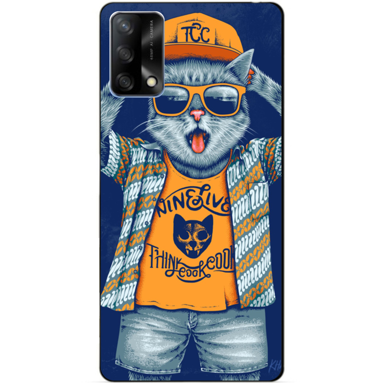 Силіконовий бампер чохол для Oppo A74 з малюнком Кіт у капелюсі