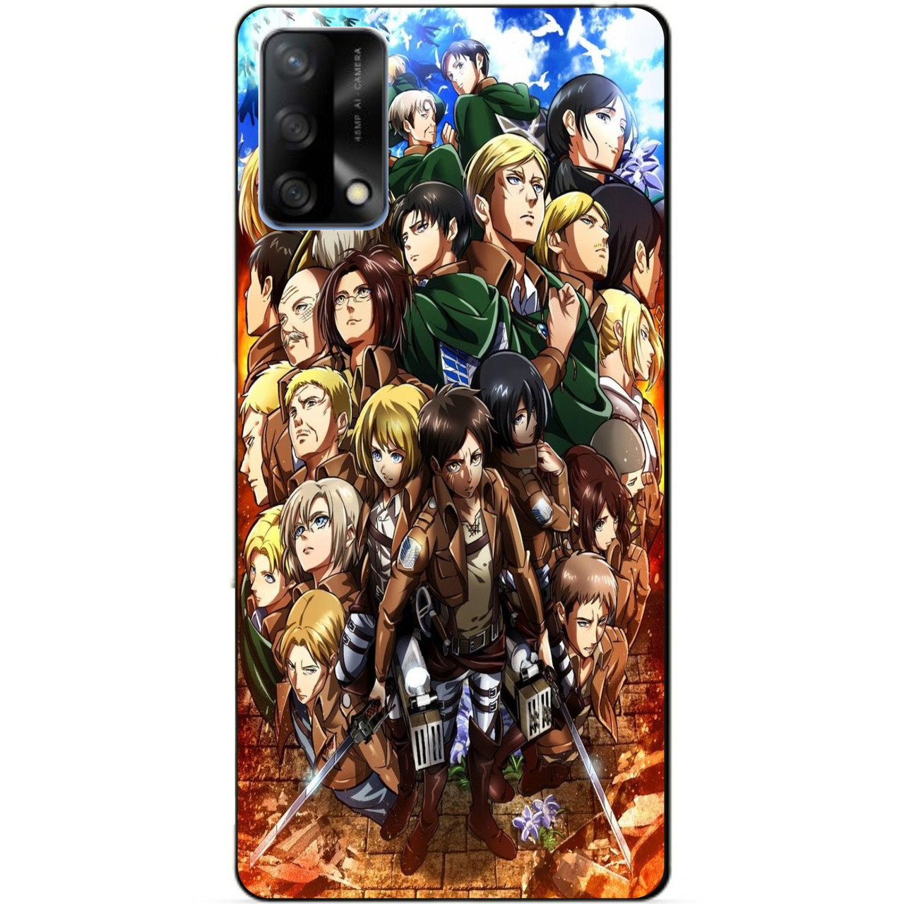 Силіконовий бампер чохол для Oppo A74 з малюнком Атака Титанів