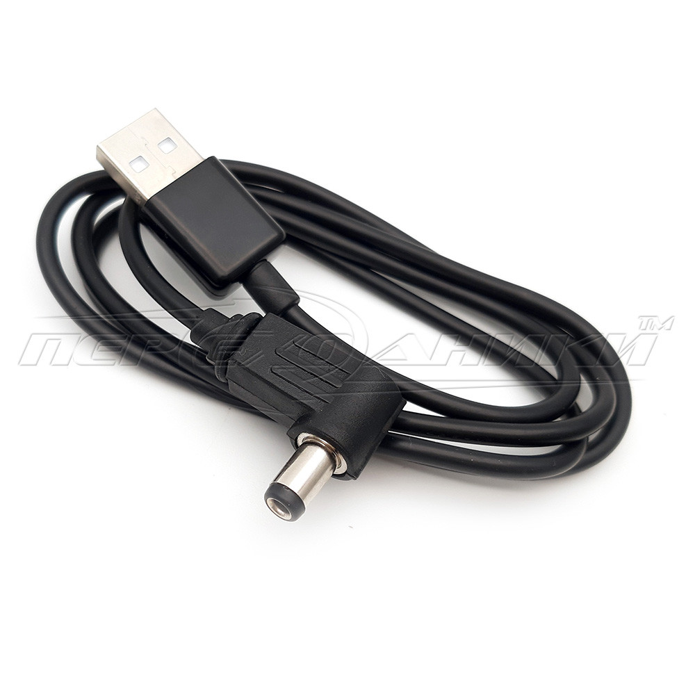 Кабель живлення USB to DC 5.5 x2.1 мм, кутовий, 0.9 м