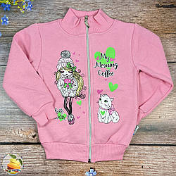 Тепла кофта на блискавці, трьох нитка з начосом для дівчинки Розміри: 110,116,122,128 см (02566-3)