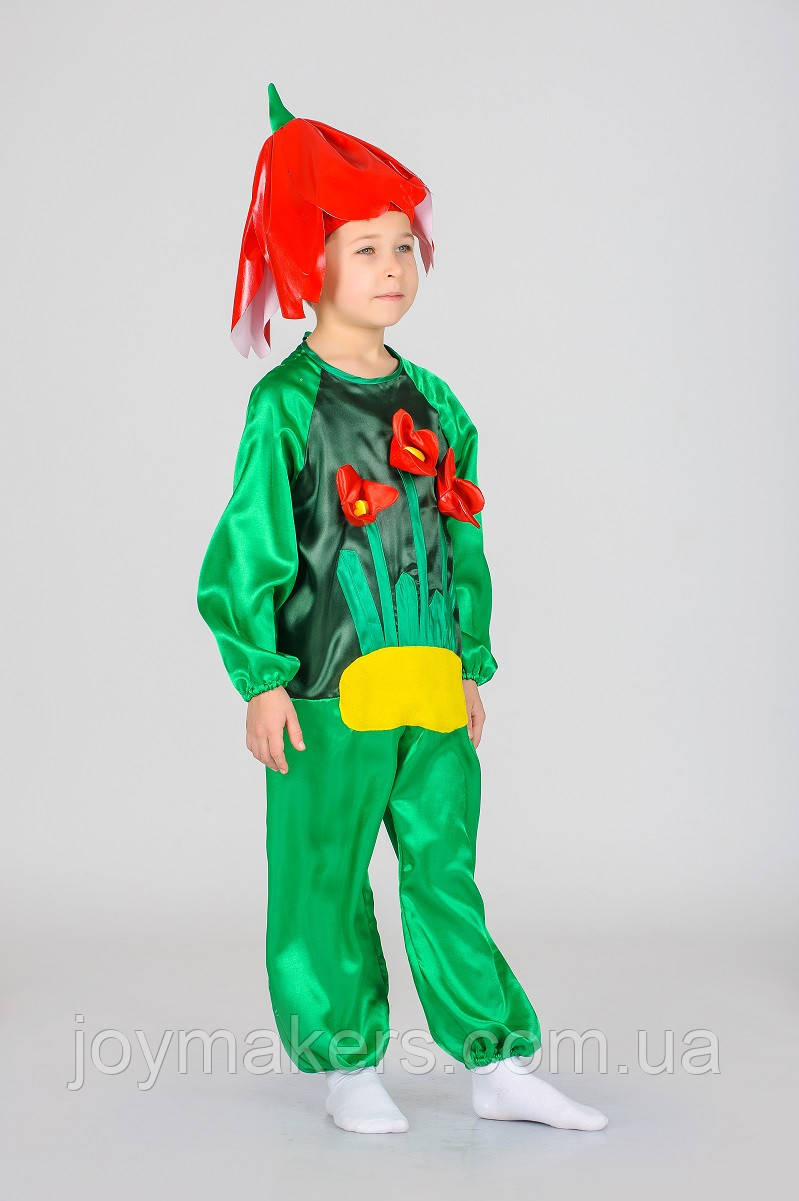 Дитячий карнавальний костюм для хлопчика «Тюльпан» на зріст 110-116, 116-122 см, зелений, фото 1
