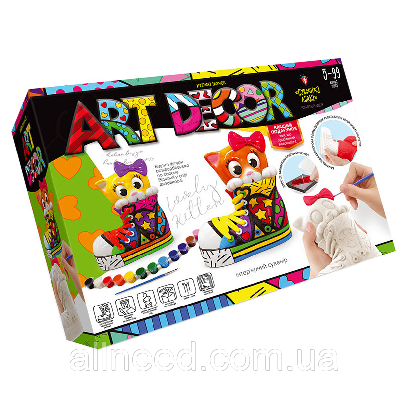 Креативна творчість "ART DECOR" укр. ARTD-01 фігурка з гіпсу (Кошеня), фото 1