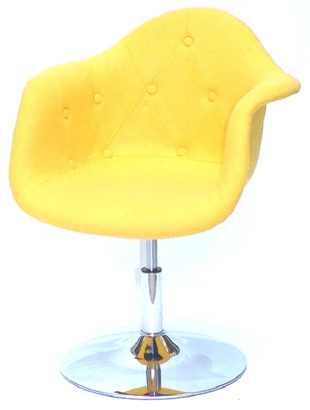 Крісло Leon Soft CH-Base жовтий 4, шерсть на хромованій опорі-бліні, дизайн Charles Eames, фото 1