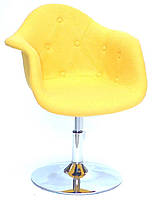 Крісло Leon Soft CH-Base жовтий 4, шерсть на хромованій опорі-бліні, дизайн Charles Eames, фото 2