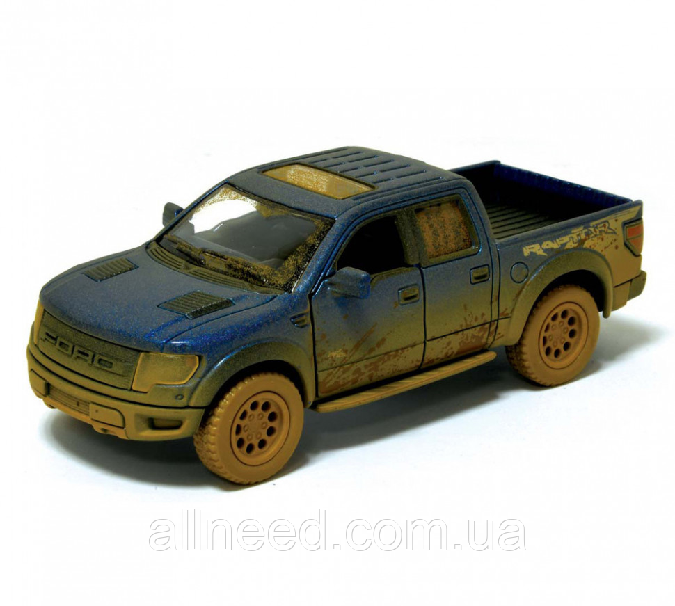Дитяча модель пікап Ford F-150 SVT Raptor-Supercrew Muddy Kinsmart інерційна, 1:46