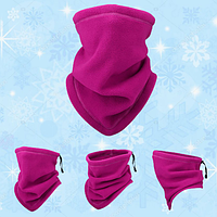 Зимний теплый из флиса шарф бафф фомут мужской женский с затяжской ярко-фиолетовый