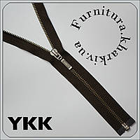 Молния металлическая YKK №5 длина 65 см коричневая , темный никель