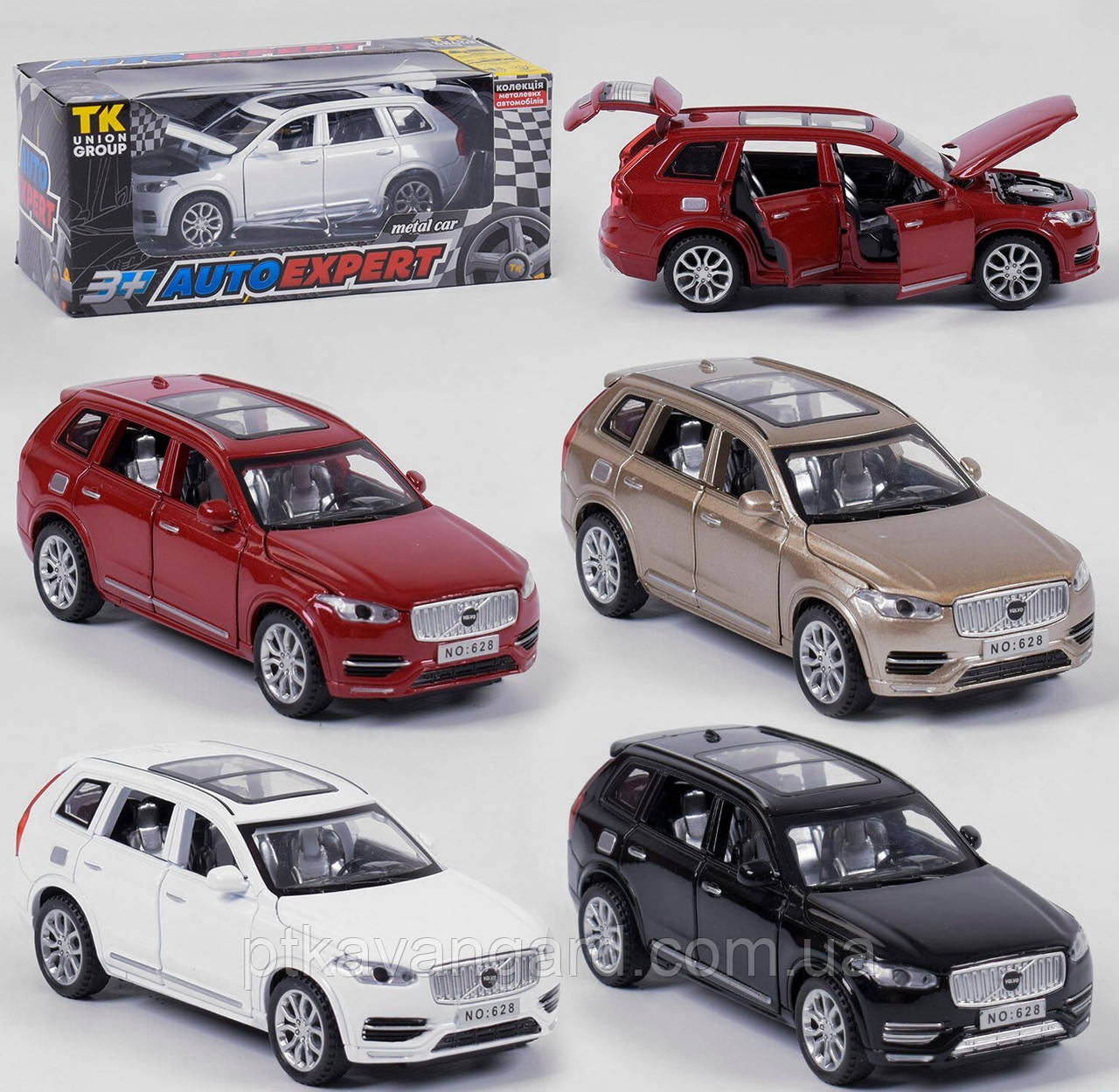 Вольво хс90 игрушка (Volvo) металлическая 1:32 открываются двери капот багажник инерция свет звук 4 цвета
