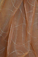 Тюль персиковый c тонким рисунком. Высота - 3,1 м.