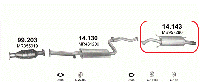 Глушитель (выхлопная система) MITSUBISHI CARISMA 1.8 GDi (1834 см3) (97-99гг) (Митсубиси Каризма) DA2A (4G93)