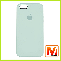 Чехол накладка Silicone Case Full Cover для iPhone 5/5S/SE Grey Blue