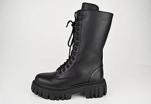 Черевики з високою шнурівкою Teona 370 36 Чорний шкіра, фото 2