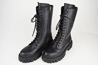 Черевики з високою шнурівкою Teona 370 36 Чорний шкіра, фото 4