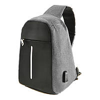 Городской рюкзак антивор Bobby Mini однолямочный 10х19х30 чёрно-серый, водонепроницаемый ксНЛ1689сер