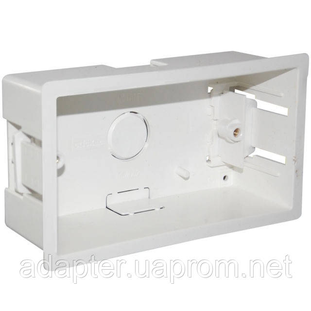 Прямоугольный подрозетник Compact пластик двойной 47 мм White ...
