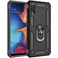 Ударопрочный чехол Serge Ring for Magnet для Samsung Galaxy A02 TPU+PC, Черный