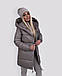 Подовжена жіноча куртка з екошкіри з капюшоном, фото 2