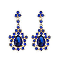 Серьги синего цвета блеск фианитов BLAGOY-ART- RH62304-4