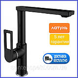 Змішувач для кухні ЧОРНИЙ латунний високий Haiba FOSTER 017 (HB0967) Black, фото 4