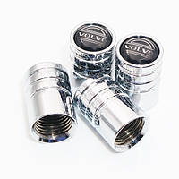 Ковпачки на ніпель для Volvo Alitek Long Silver Вольво (Logo black Des1), 4 шт.