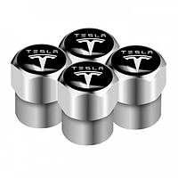 Ковпачки на ніпель із логотипом Тесла Alitek Pl Short Silver Tesla, 4 шт.