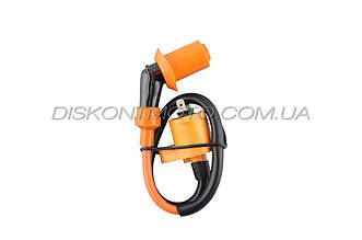 Котушка запалювання 4T GY6 50/125/150 ,Honda DIO (помаранчева ,тюнінг, +насвечник) (ZUNA) EVO
