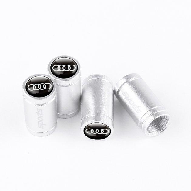 Ковпачки на ніпель з логотипом Audi Alitek Sports Silver Аудіо (4 шт.)