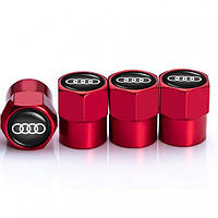Ковпачки на ніпель, золотник коліс із логотипом Audi Short Red Аудіо, 4 шт.