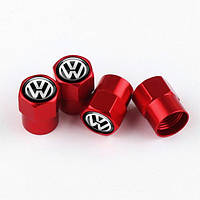 Ковпачки на ніпель для Volkswagen Alitek Short Red Фольксваген, 4 шт.
