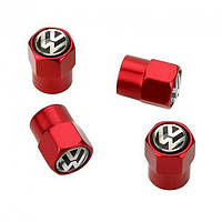 Металеві ковпачки на ніпель-золотник коліс для Фольксваген Short Red Volkswagen (4 шт.)