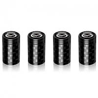 Ковпачки на ніпель з логотипом Mazda Alitek Carbon Style Black Мазда (4 шт.)