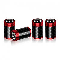 Ковпачки на ніпель з логотипом Mazda Alitek Carbon Style Red Мазда (4 шт.)