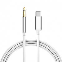 Кабель перехідник аудіо Alitek USB Type-C — 3.5 мм White/Silver, 0.8 м