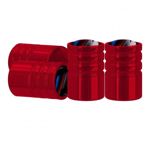 Ковпачки на ніпель для автомобіля BMW M Alitek Long Red БМВ М (4 шт.)