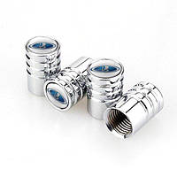 Ковпачки на ніпель для ВАЗ, Лада, Жирулі Alitek Long Silver Logo Blue, 4 шт.