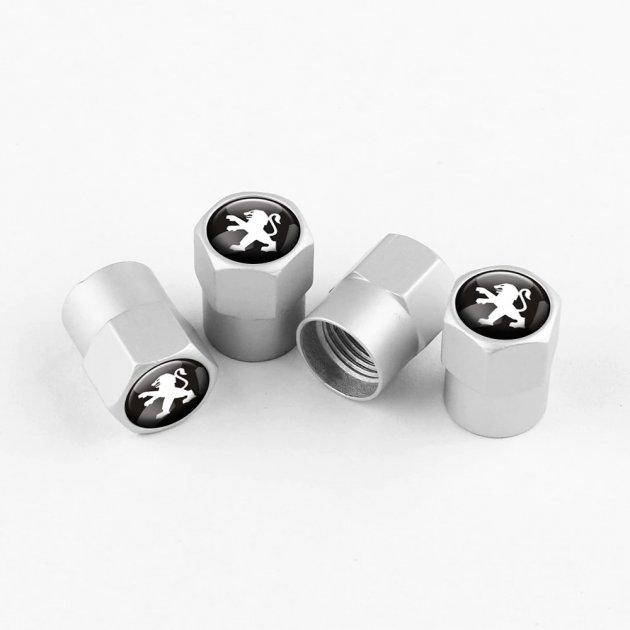 Захисні ковпачки на ніпель для Peugeot Alitek Short Silver Пежо (4 шт.)