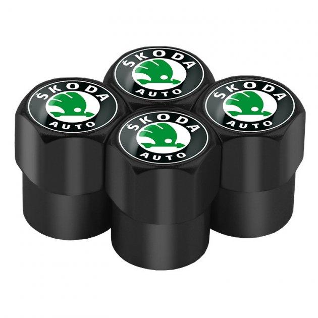Захисні ковпачки на ніпель для Skoda Alitek Short Black Шокода, 4 шт., фото 1