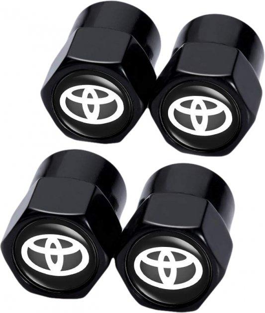 Захисні металеві ковпачки на ніпель, поличник коліс для Тойота Short Black Toyota (4 шт.)