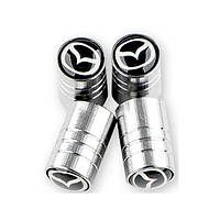 Захисні металеві ковпачки на ніпель, золотник коліс Мазда Long Silver Mazda (4 шт.)