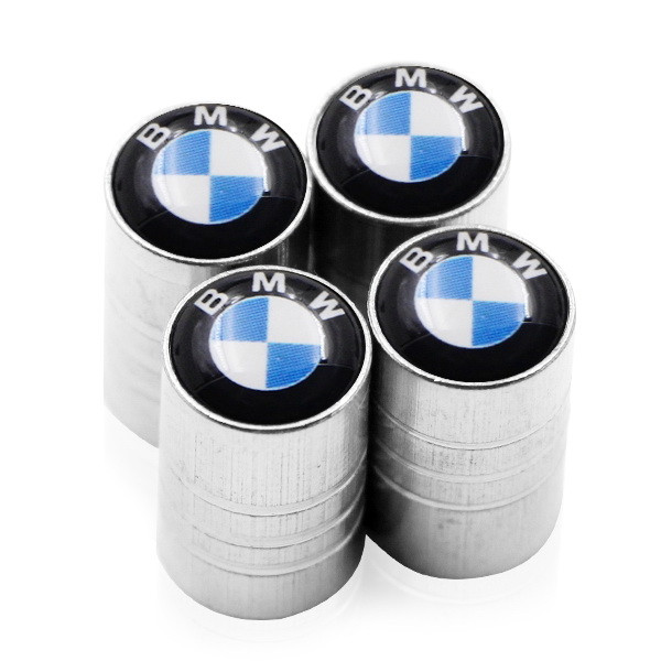 Захисні металеві ковпачки на ніпель-золотник коліс авто БМВ Long Silver BMW (4 шт.)