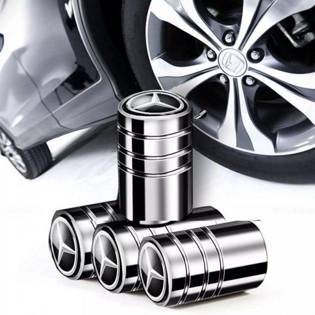 Металеві ковпачки на ніпель, золотушник коліс авто Мерседес Long Silver Mercedes (4 шт.)