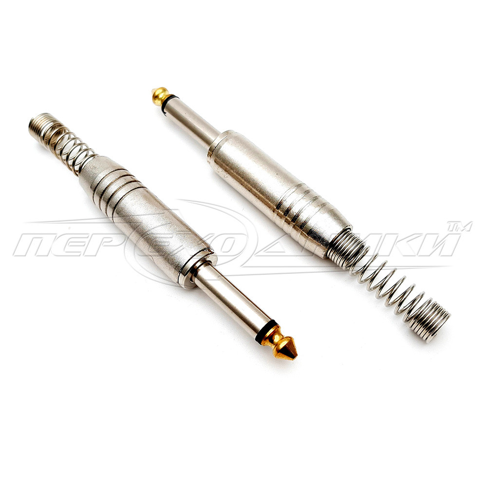 Роз'єм штекер 6.3 мм моно з довгою пружиною (метал)