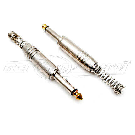 Роз'єм штекер 6.3 мм моно з довгою пружиною (метал), фото 1