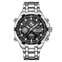 Чоловічий наручний годинник круглий кварцовий металевий браслет гарантія 12 місяців GoldenHour Titan, фото 3