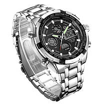 Чоловічий наручний годинник круглий кварцовий металевий браслет гарантія 12 місяців GoldenHour Titan, фото 4