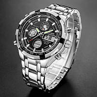Мужские наручные часы круглые кварцевые металлический браслет гарантия 12 месяцев GoldenHour Titan
